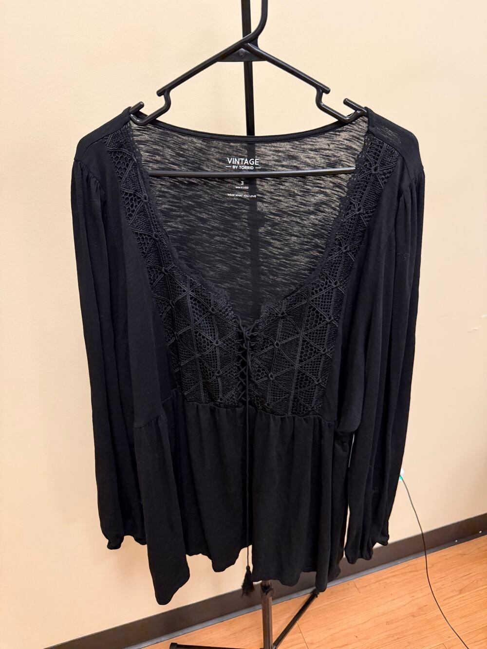 Torrid Slub Blouse with Lace-Up Detail - 3X